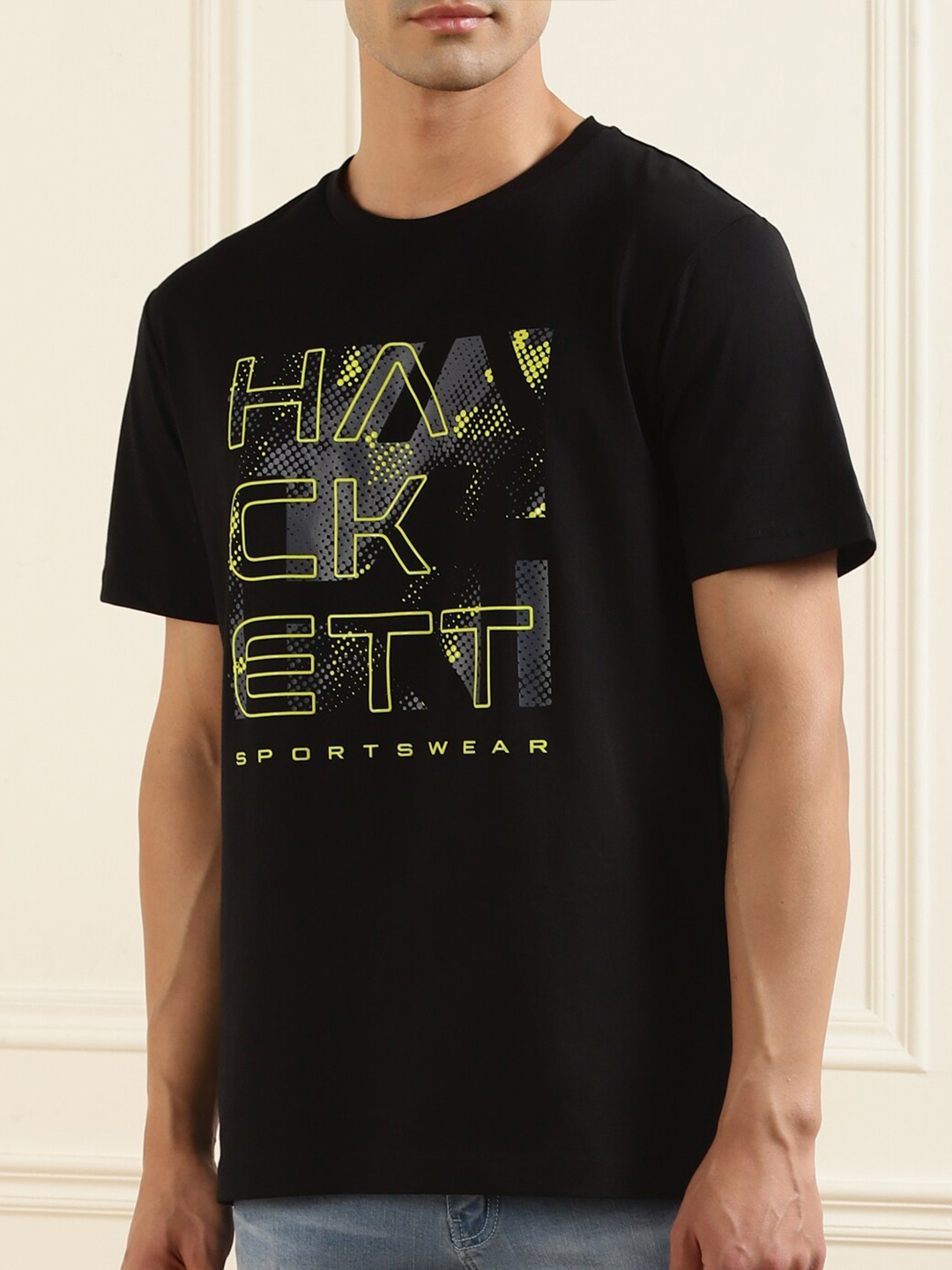 

HACKETT LONDON Men Black Typography Printed Pure Cotton T-shirt