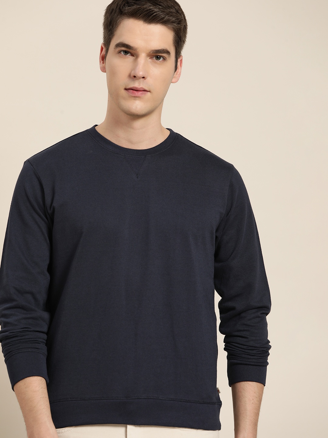 

INVICTUS Men Navy Blue Solid Cotton Sweatshirt