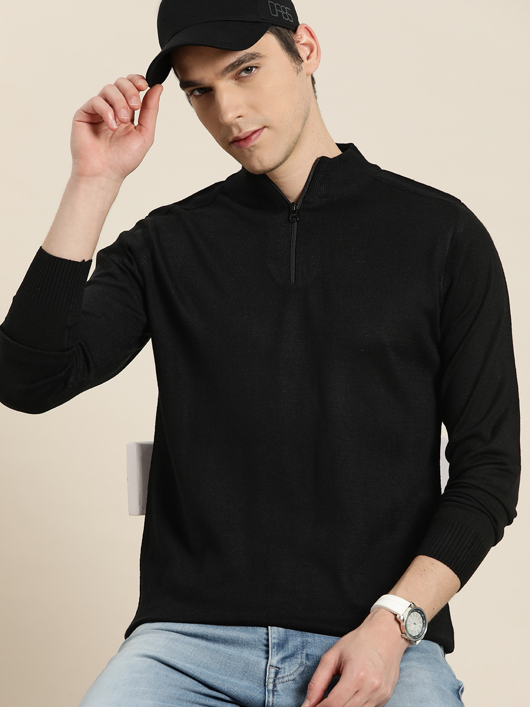 

INVICTUS Men Black Solid Acrylic Pullover