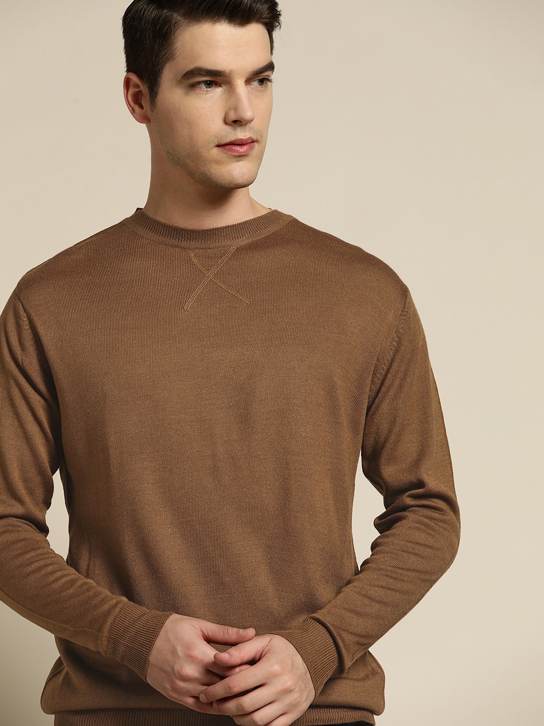 

INVICTUS Men Brown Round Neck Knitted Pullover