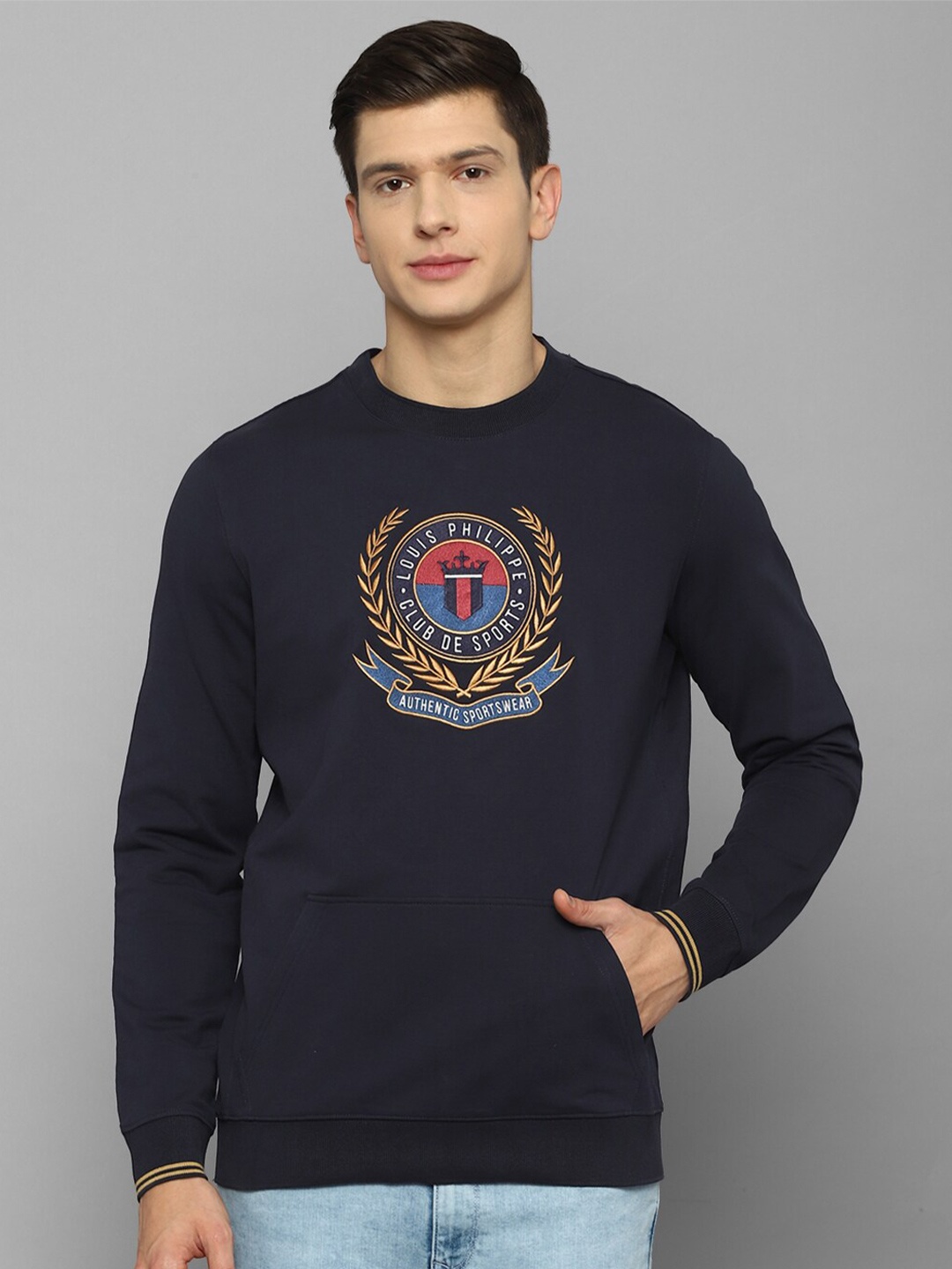 

Louis Philippe Sport Men Navy Blue Embroidered Sweatshirt