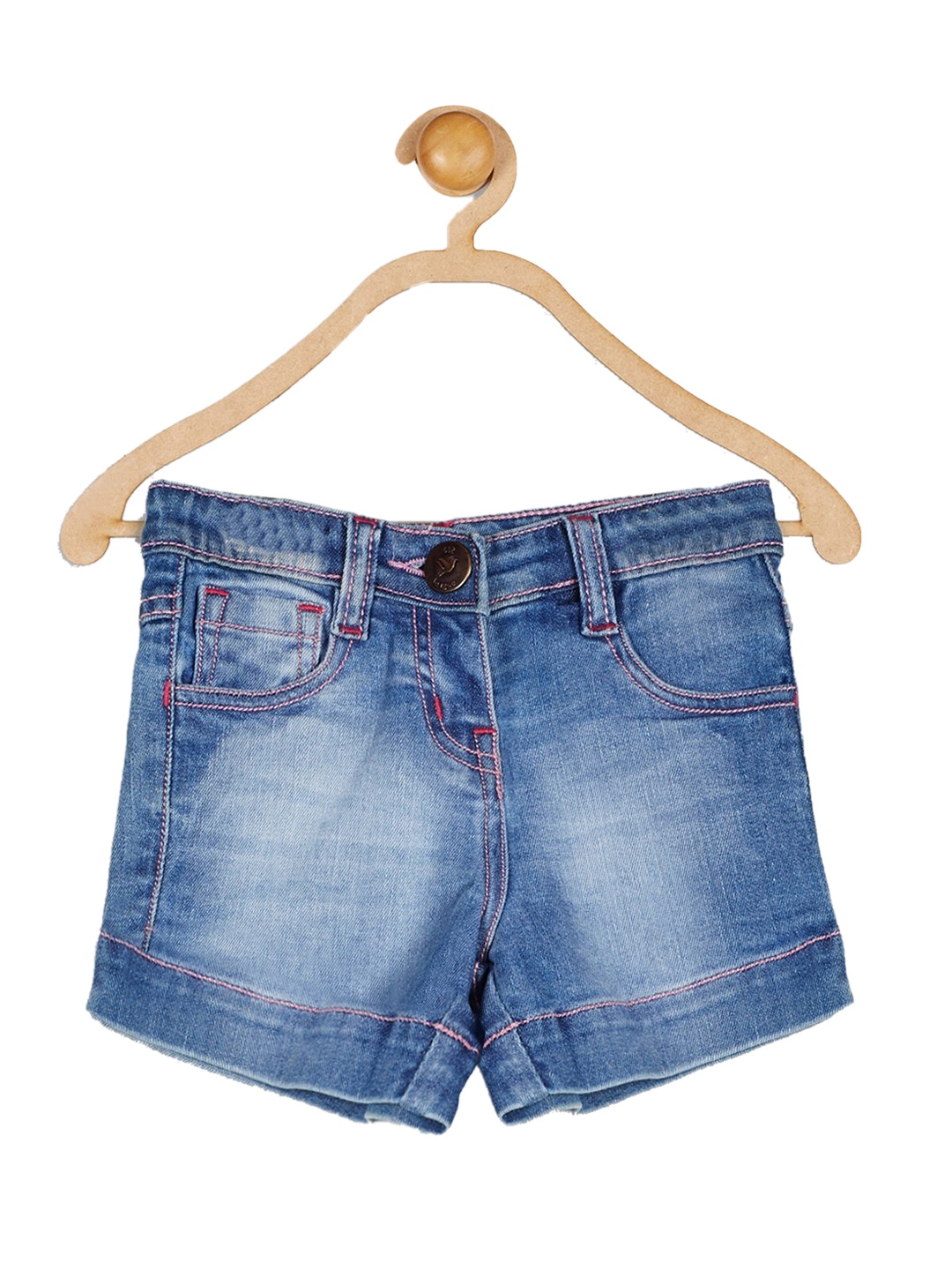 

612League Girls Blue Washed Denim Shorts