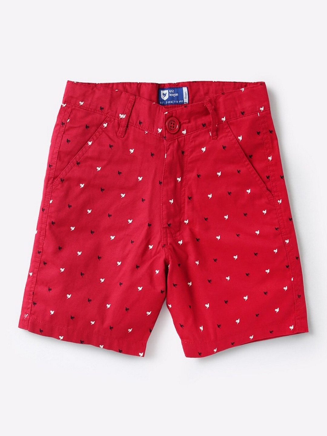 

612League Boys Red Printed Running Shorts