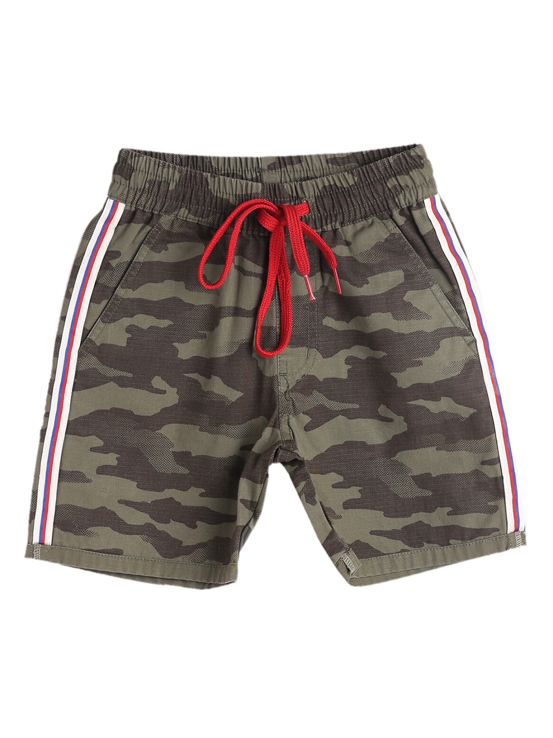 

612League Boys Green Camouflage Printed Running Shorts