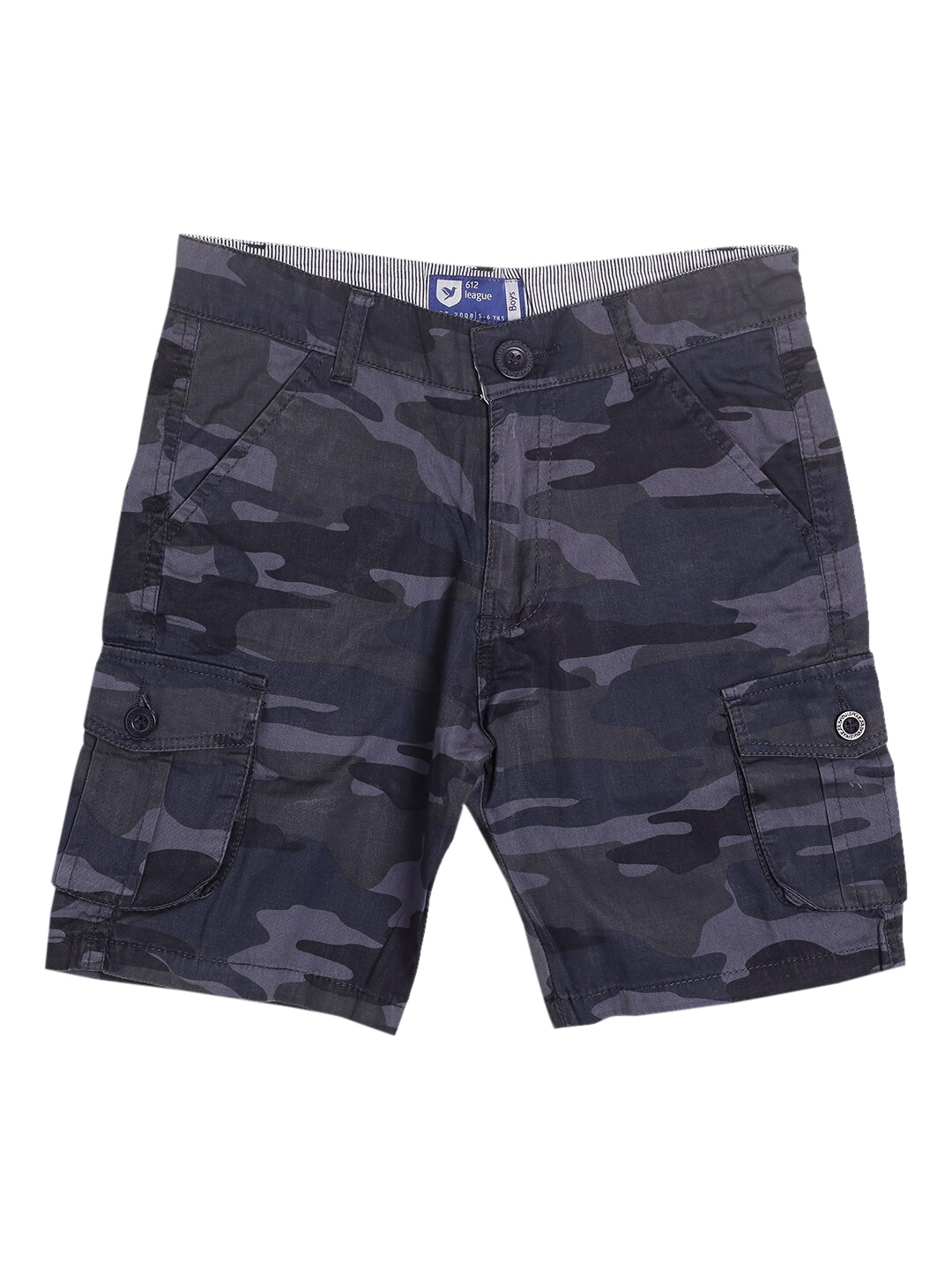 

612League Boys Blue Camouflage Printed Cargo Shorts