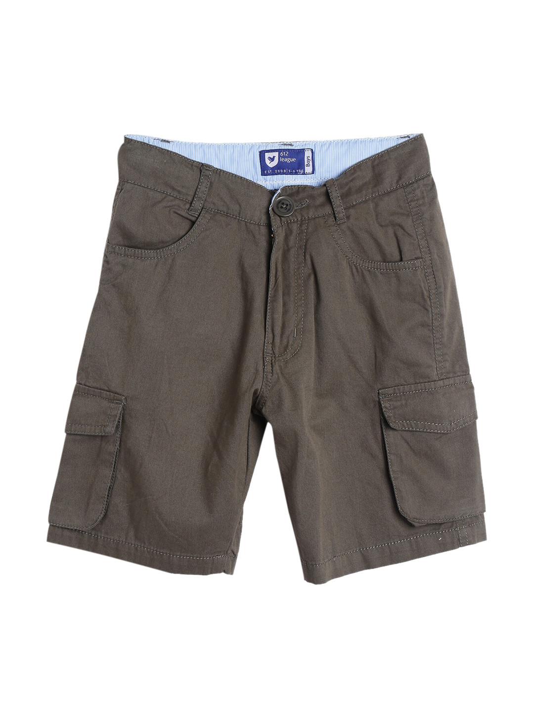 

612League Boys Olive Green Running Cargo Cotton Shorts