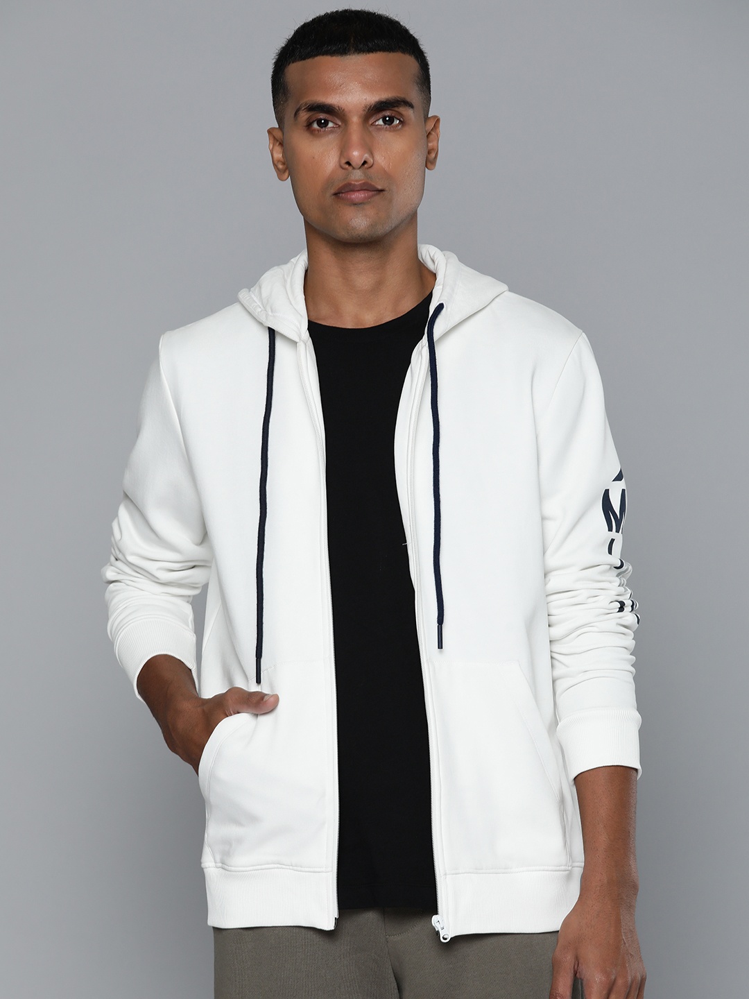 

Alcis Men White Solid Bomber Jacket