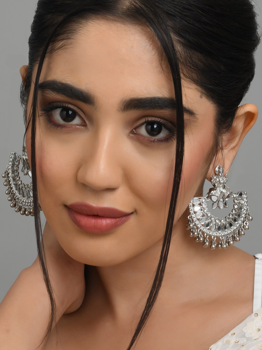 

Fida Silver-Plated Contemporary Drop Earrings