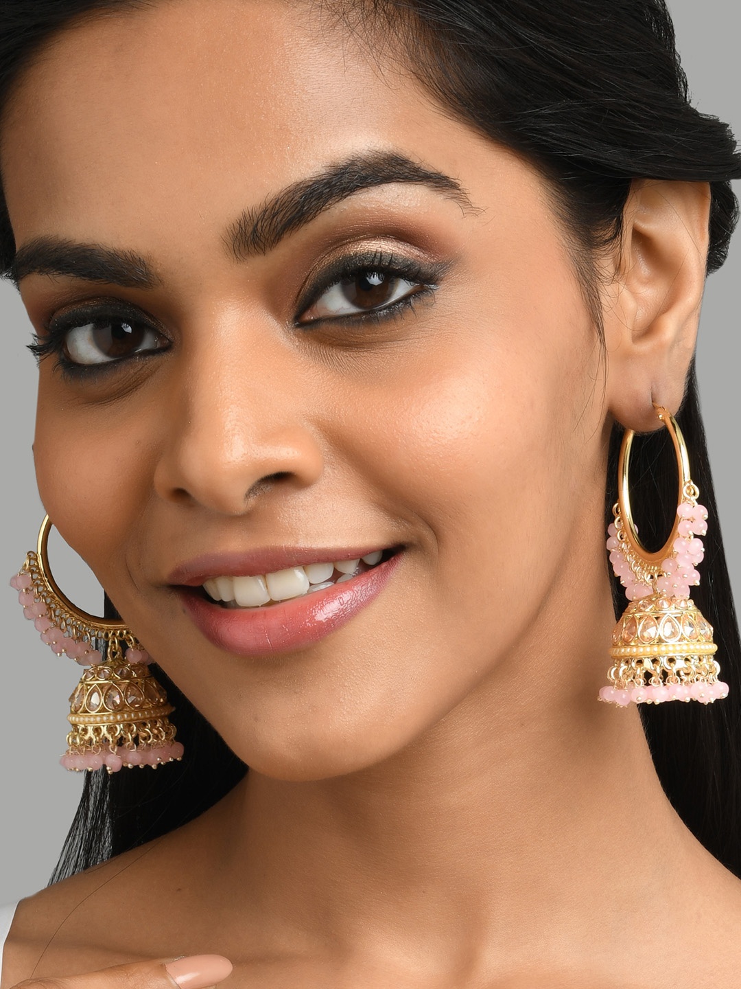 

Fida Pink Dome Shaped Jhumkas Earrings