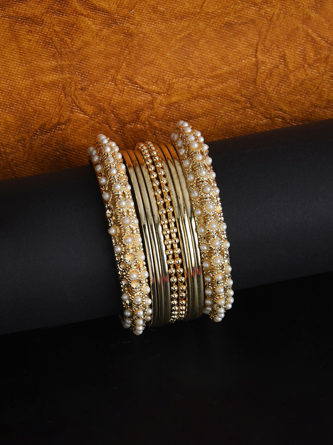 

Fida Gold-Plated White Embellished Bangles