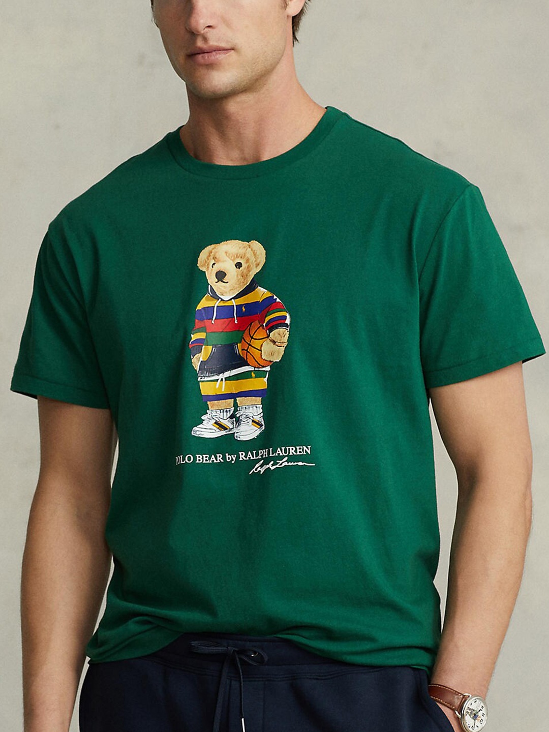 

Polo Ralph Lauren Men Green & Yellow Printed Slim Fit T-shirt