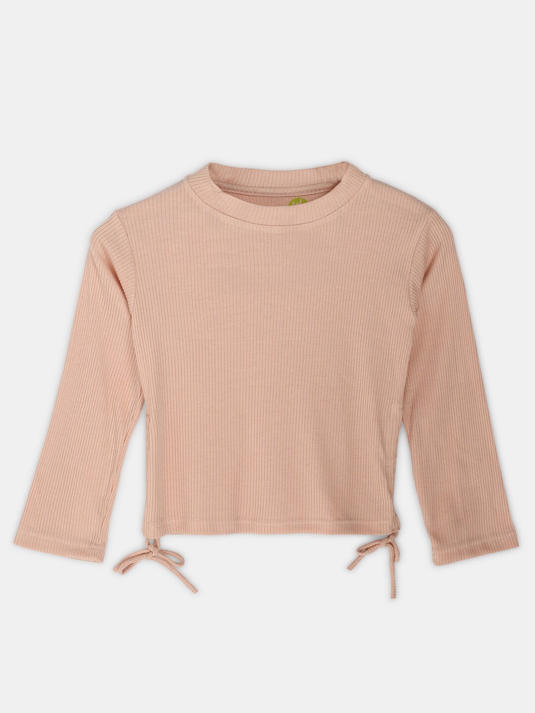 

YK Teen Girls Peach Ribbed Top with Side Ruching