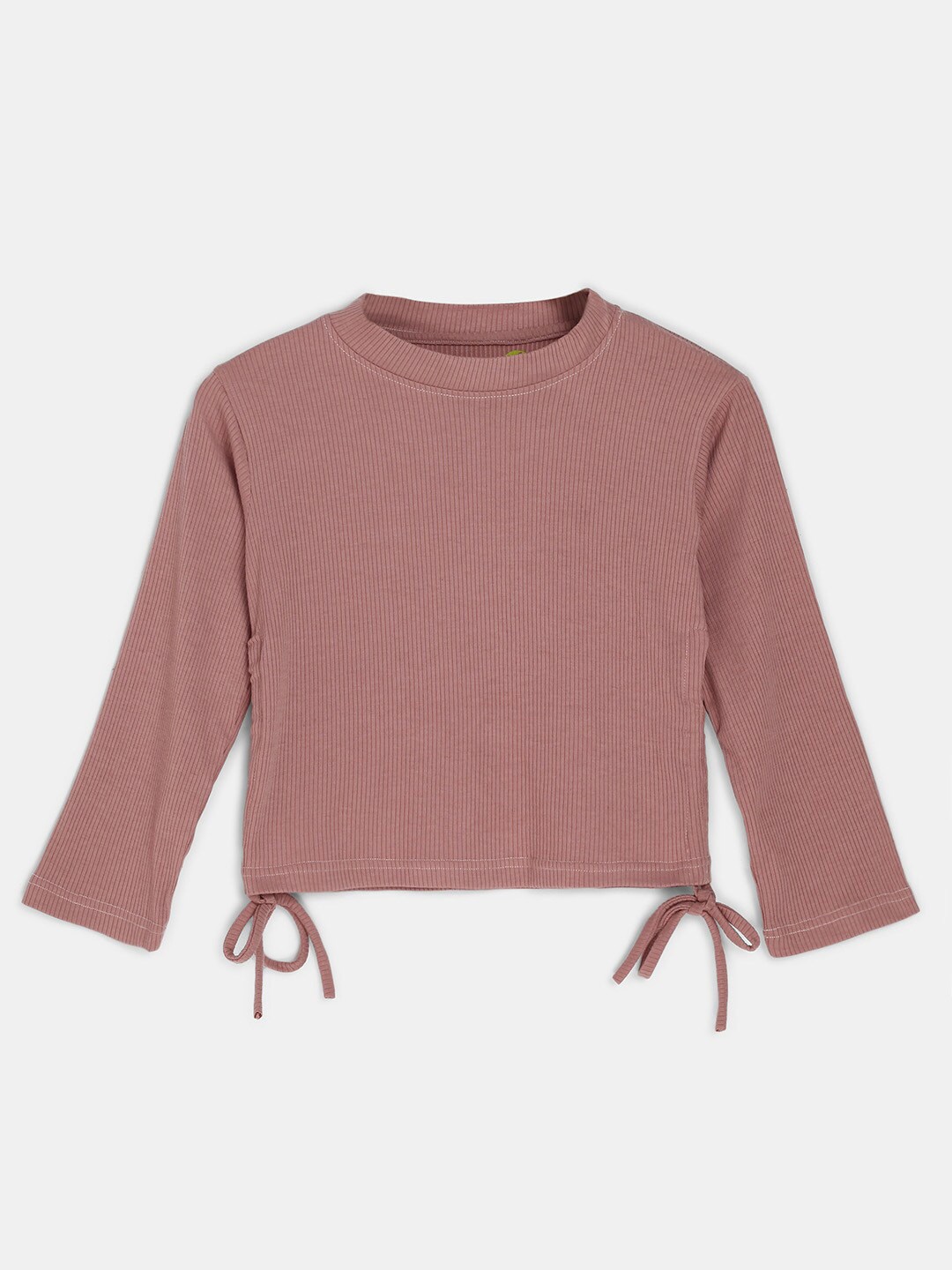 

YK Girls Brown Ribbed Top with Side Ruching