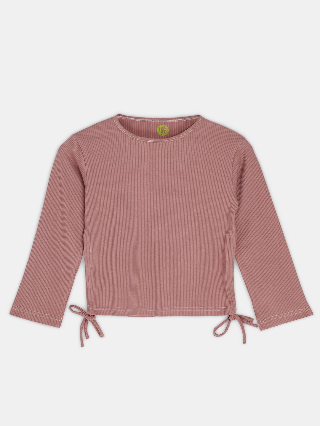 

YK Teen Girls Neutral Coloured Ribbed Top with Side Ruching, Pink