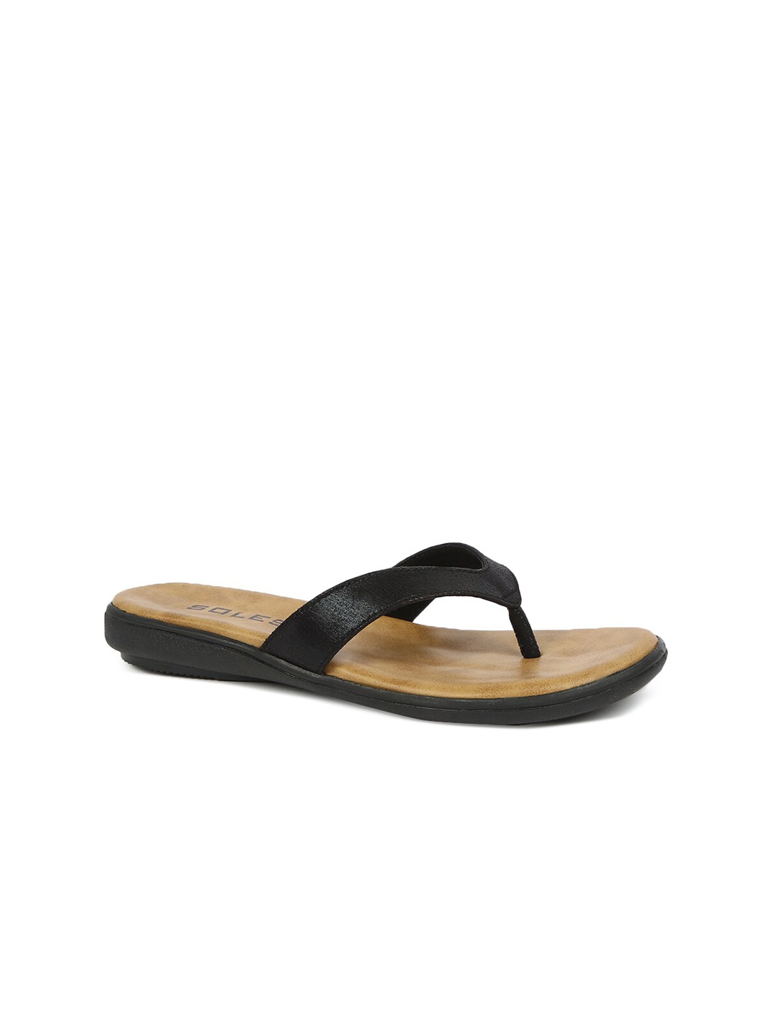 

SOLES Women Black T-Strap Flats