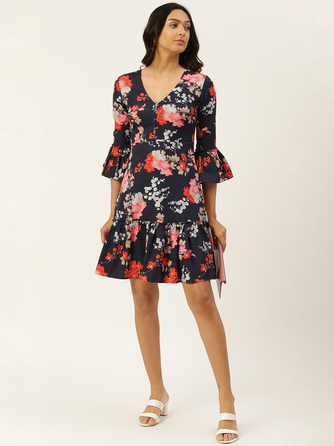 

TRENDY DIVVA Women Multicolored Floral Print A-Line Dress, Multi