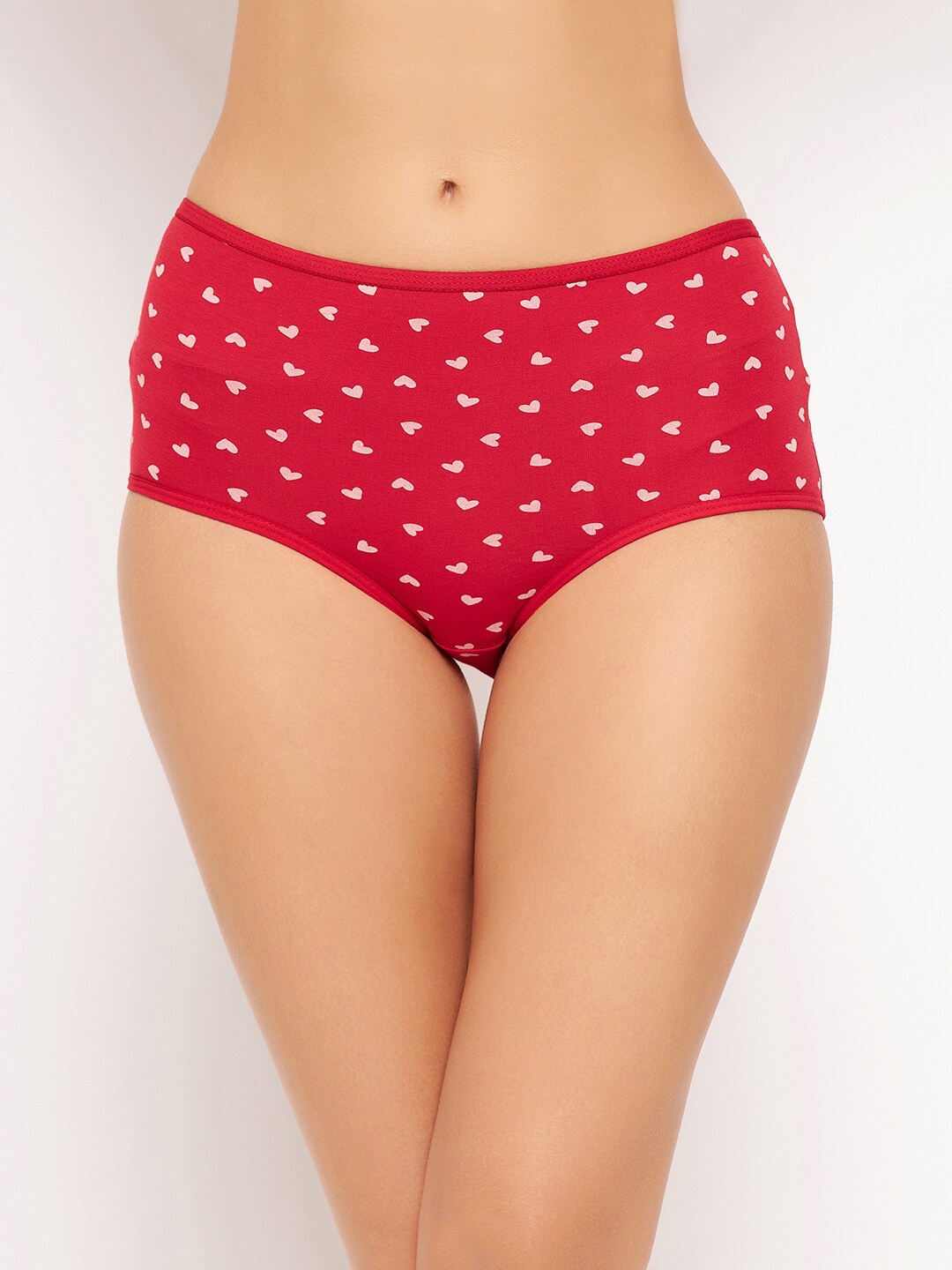 

Clovia Women Printed Hipster Cotton Briefs, Red