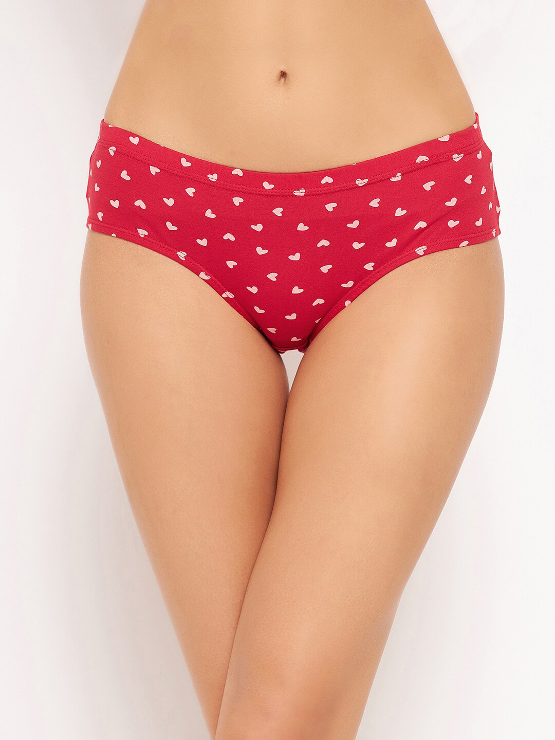 

Clovia Women Red Heart Printed Pure-Cotton Hipster Briefs