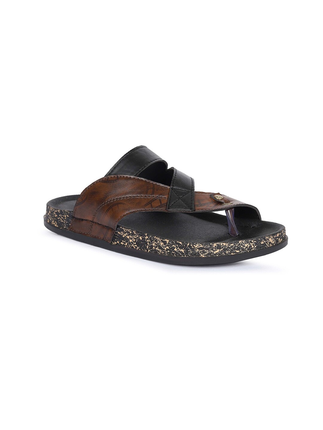 

FOUR STAR TRUCK SALES Men Brown & Black Rubber Flip Flops