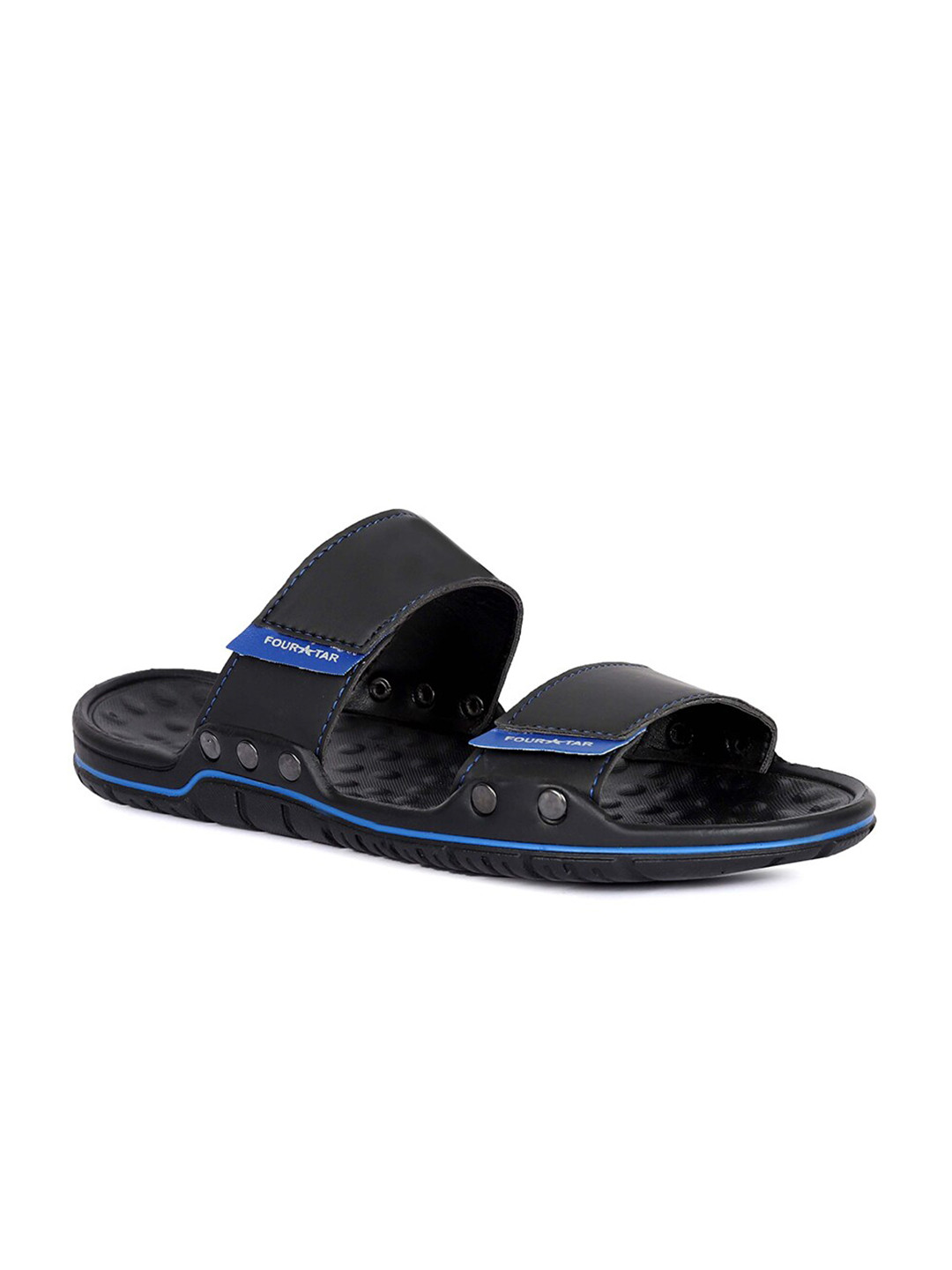 

FOUR STAR TRUCK SALES Men Black & Blue Rubber Flip Flops