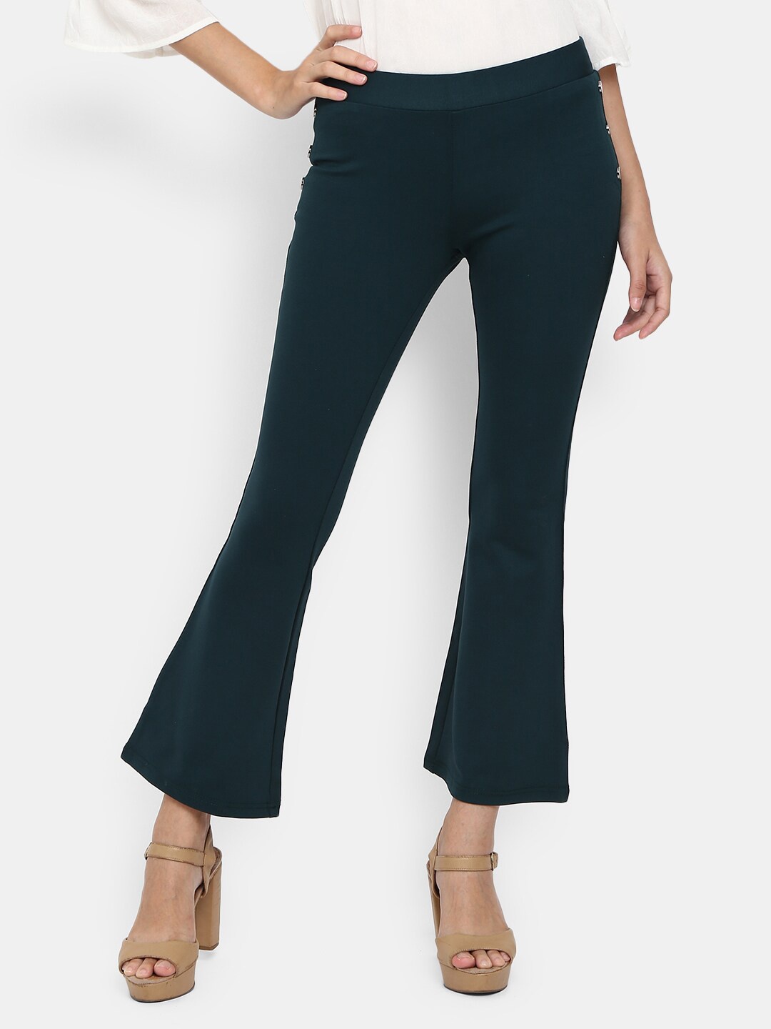 

V-Mart Women Teal Solid Cotton Jeggings