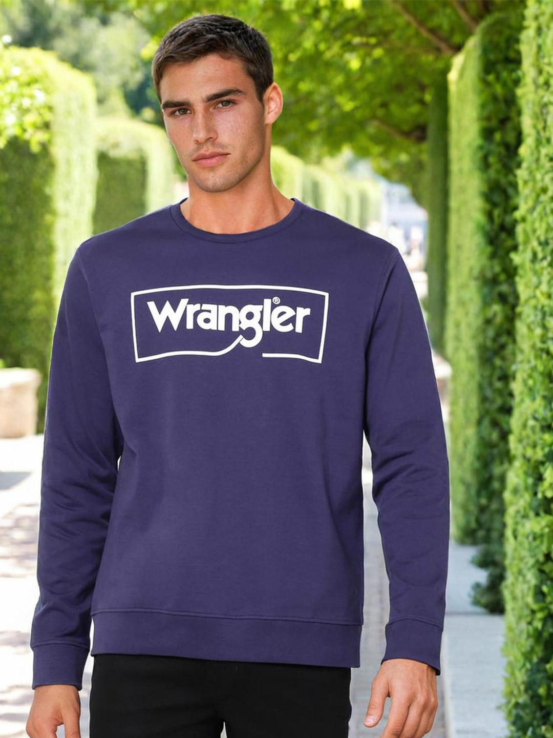 

Wrangler Men Blue Solid Cotton Sweatshirt