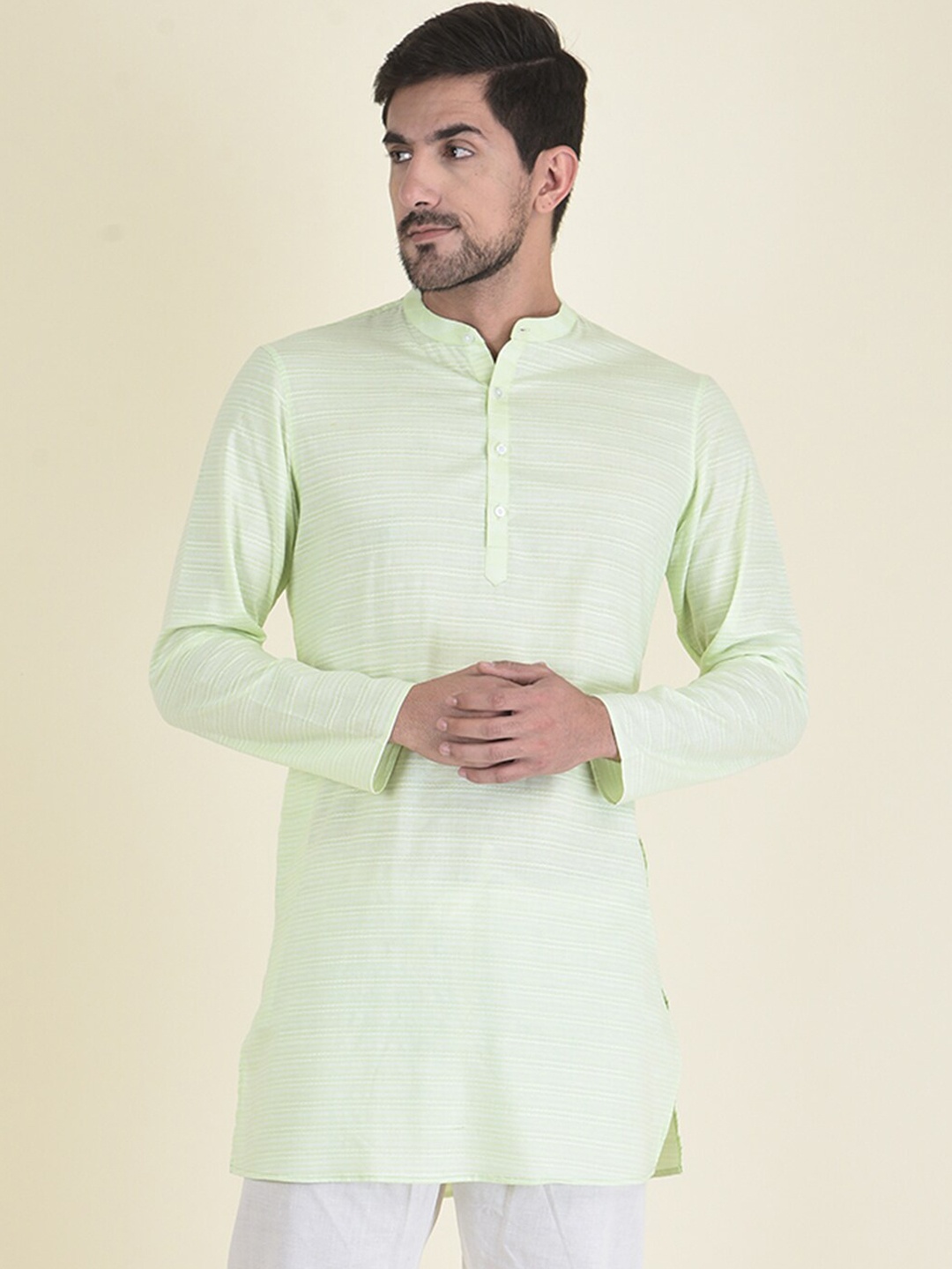 

DEYANN Men Green & White Kurta With Pyjama