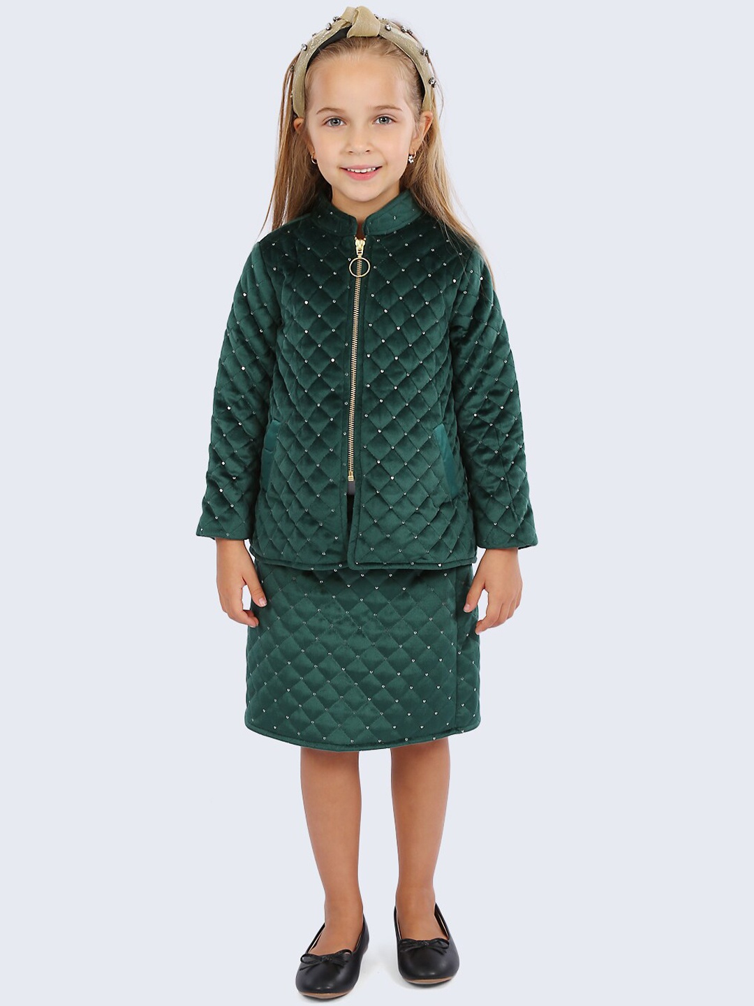 

One Friday Girls Green Embellished Skirt