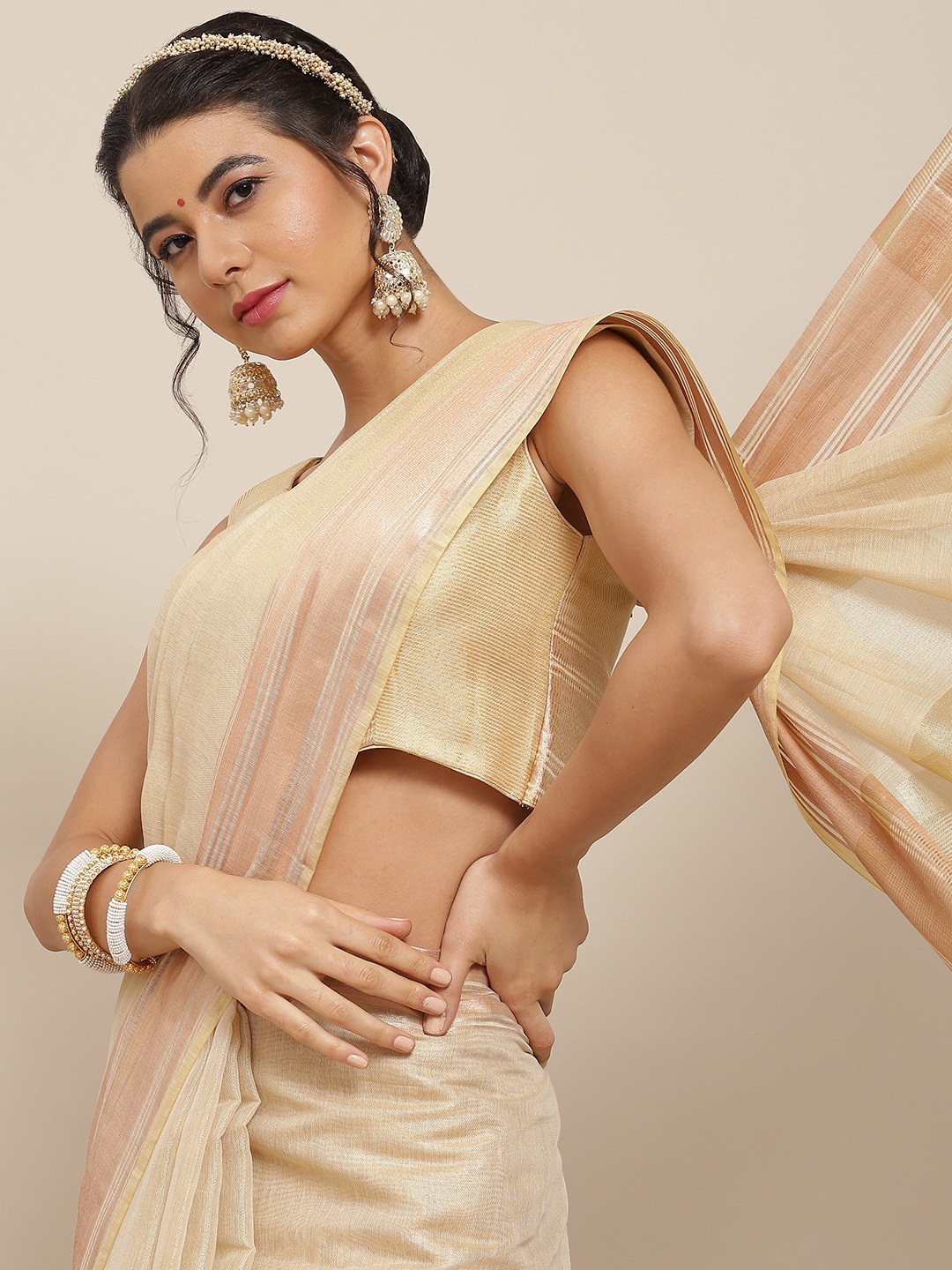 

SAARYA Gold-Toned Zari Silk Blend Saree