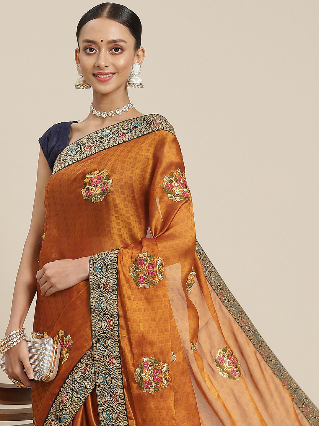 

SAARYA Ethnic Motifs Organza Saree, Orange