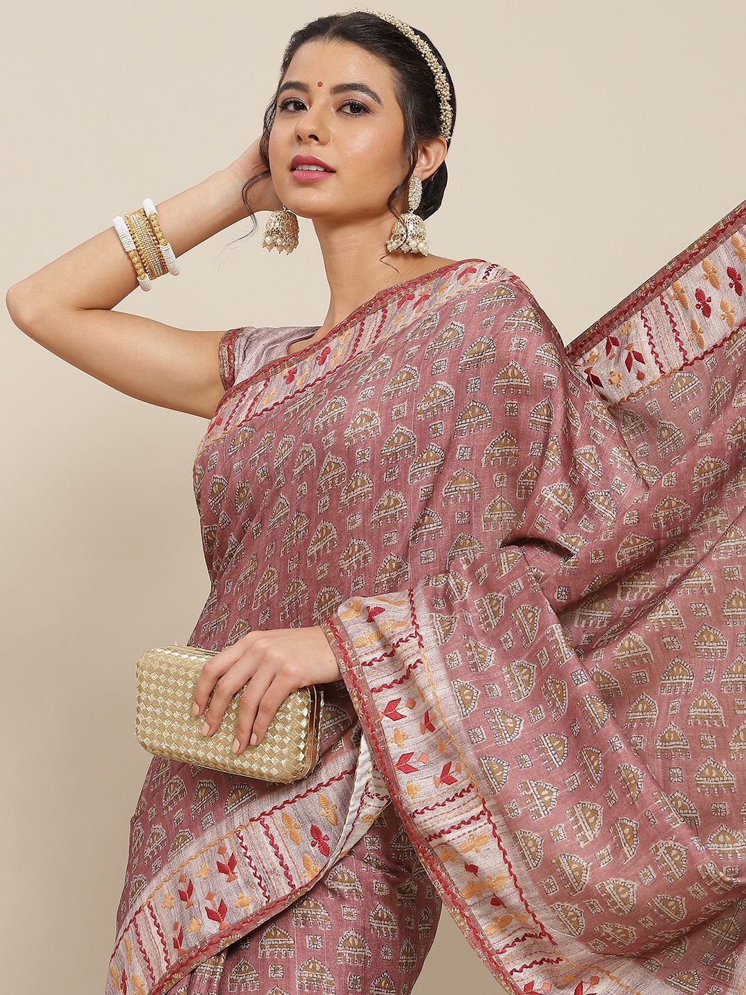 

SAARYA Mauve Printed Saree