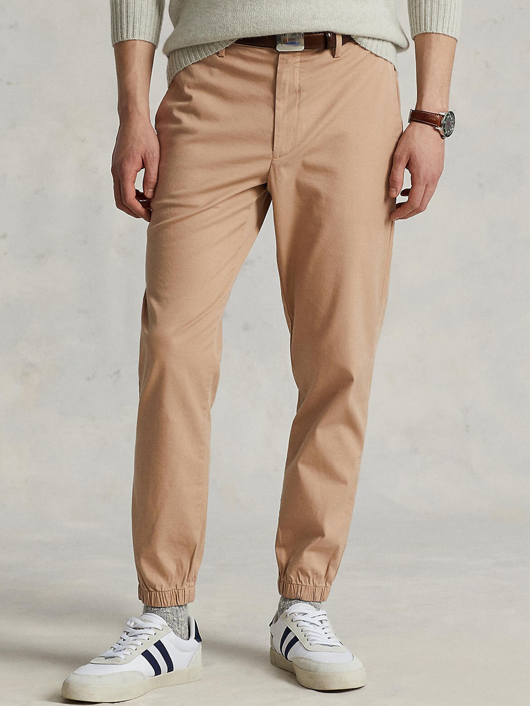 

Polo Ralph Lauren Men Beige Slim-Fit Jogger-Style Cotton Trousers