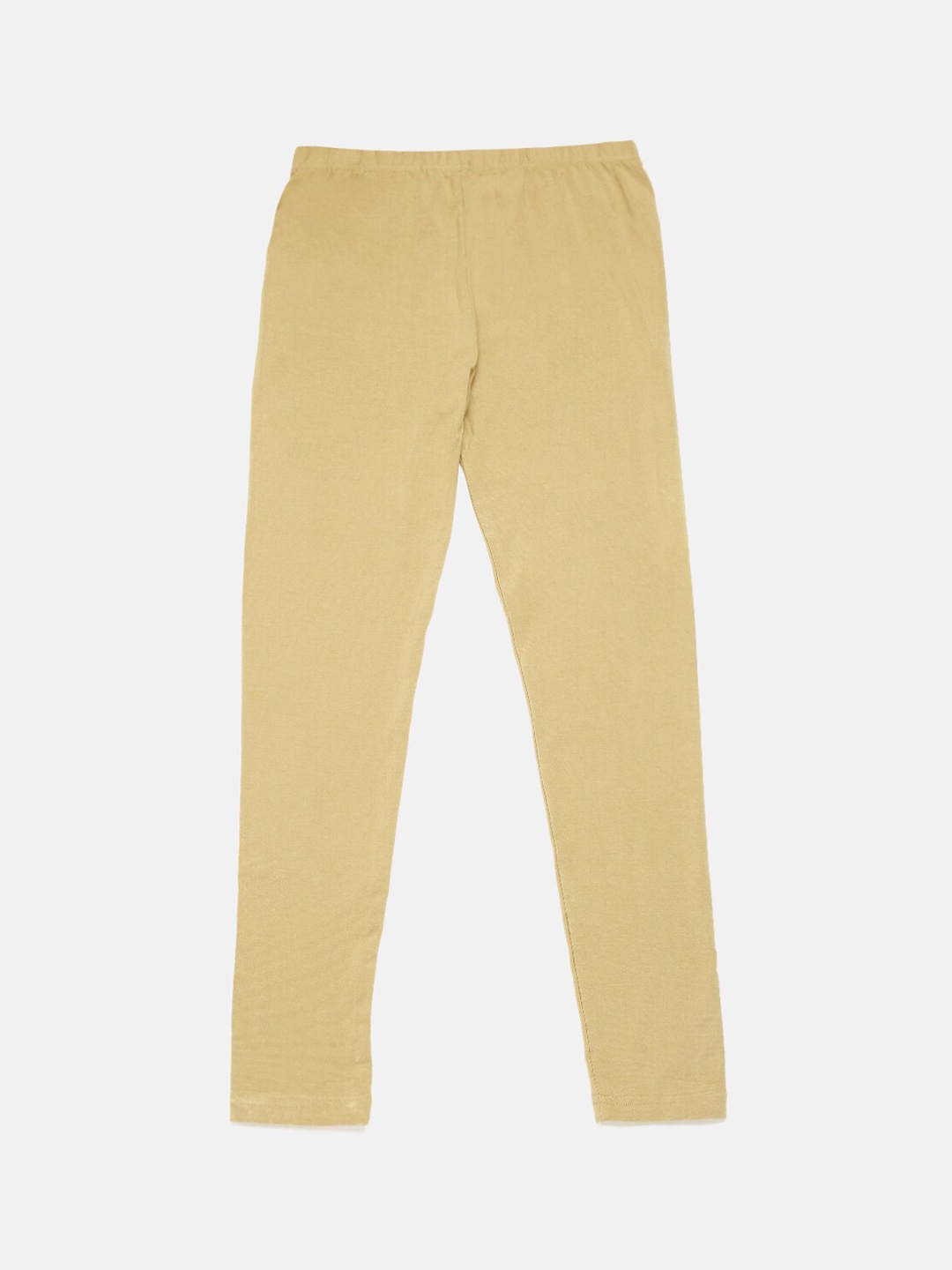 

De Moza Girls Gold-Coloured Solid Ankle-Length Leggings