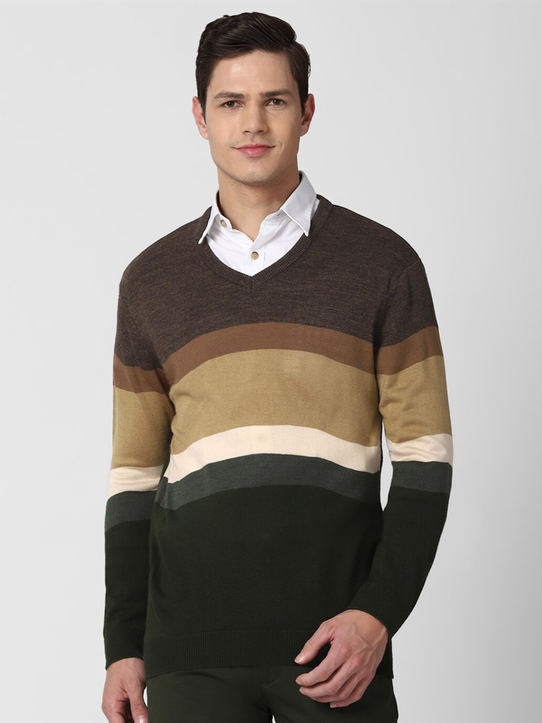 

Peter England Casuals Men Multicoloured Colourblocked Pullover, Multi