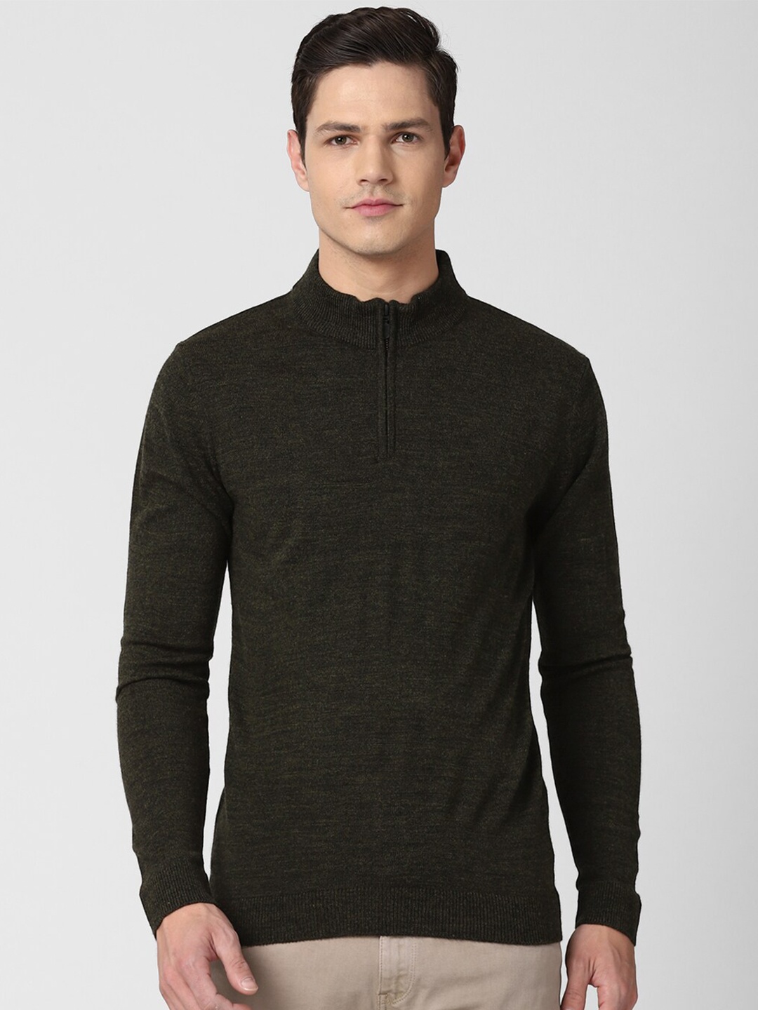 

Peter England Casuals Men Olive Green Turtle Neck Poncho