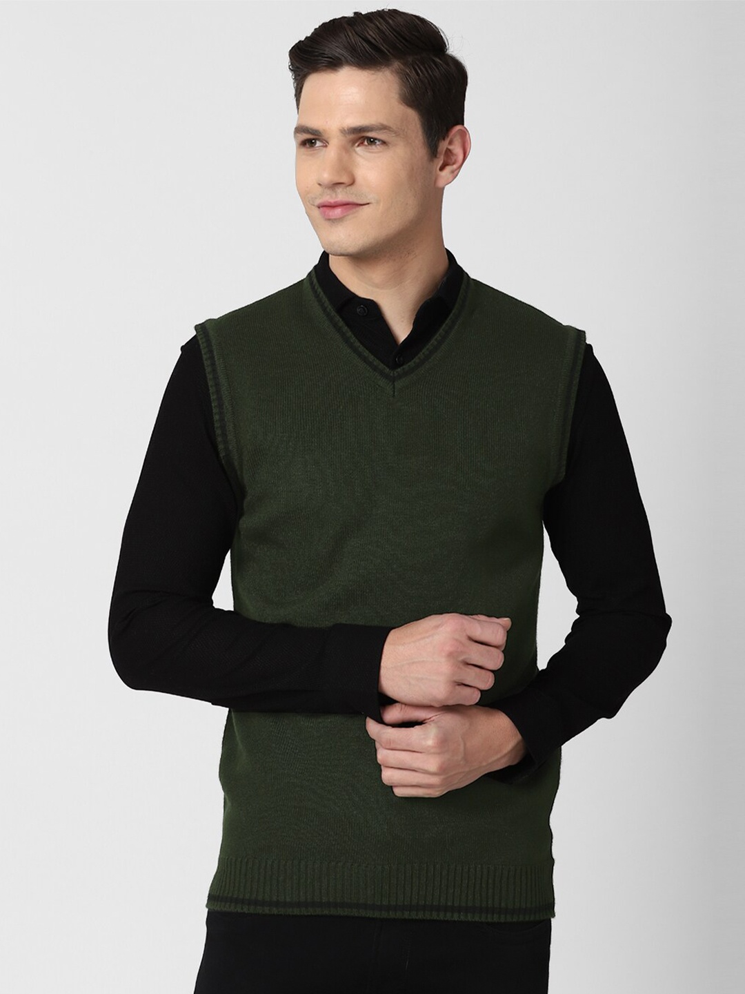 

Peter England Casuals Men Olive Green Pullover