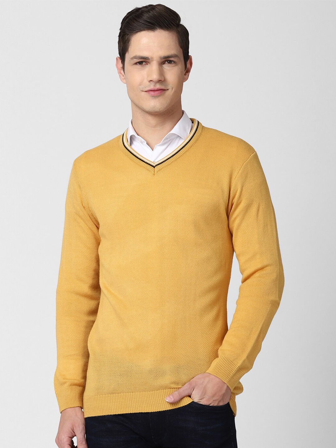 

Peter England Casuals Men Yellow & Black Pullover