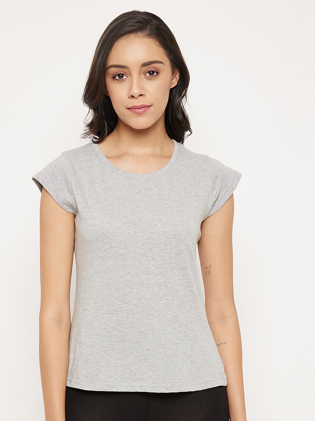 

Clovia Cotton Chic Basic T-shirt, Grey