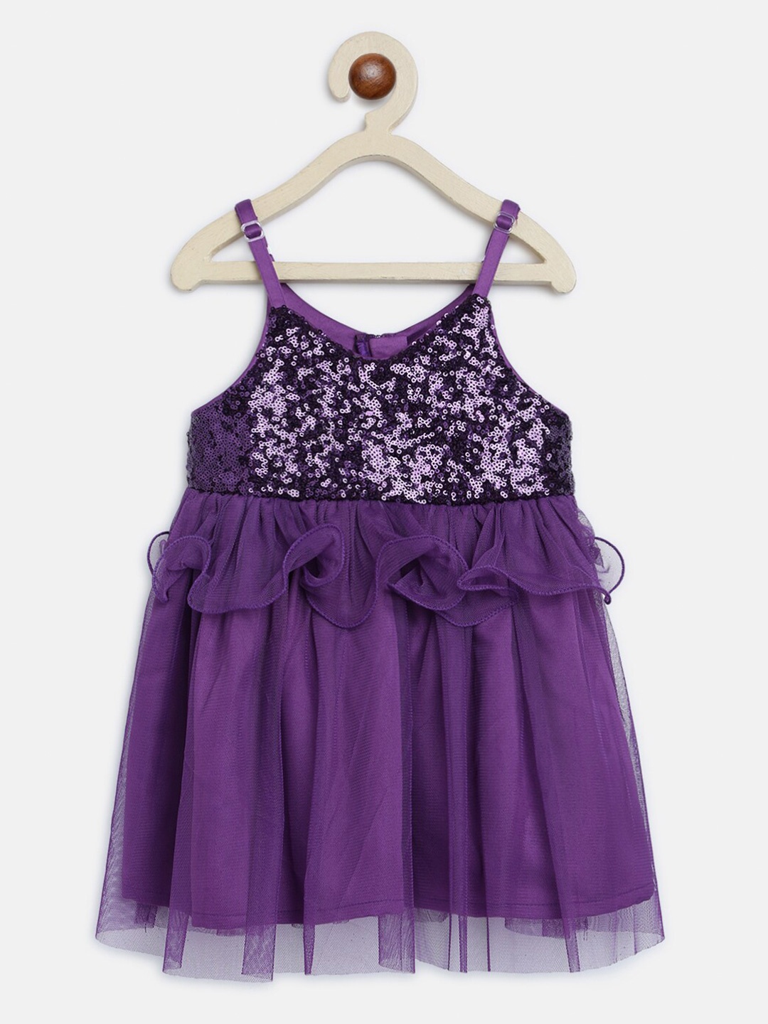 

Nauti Nati Girls Purple Embellished Net Dress