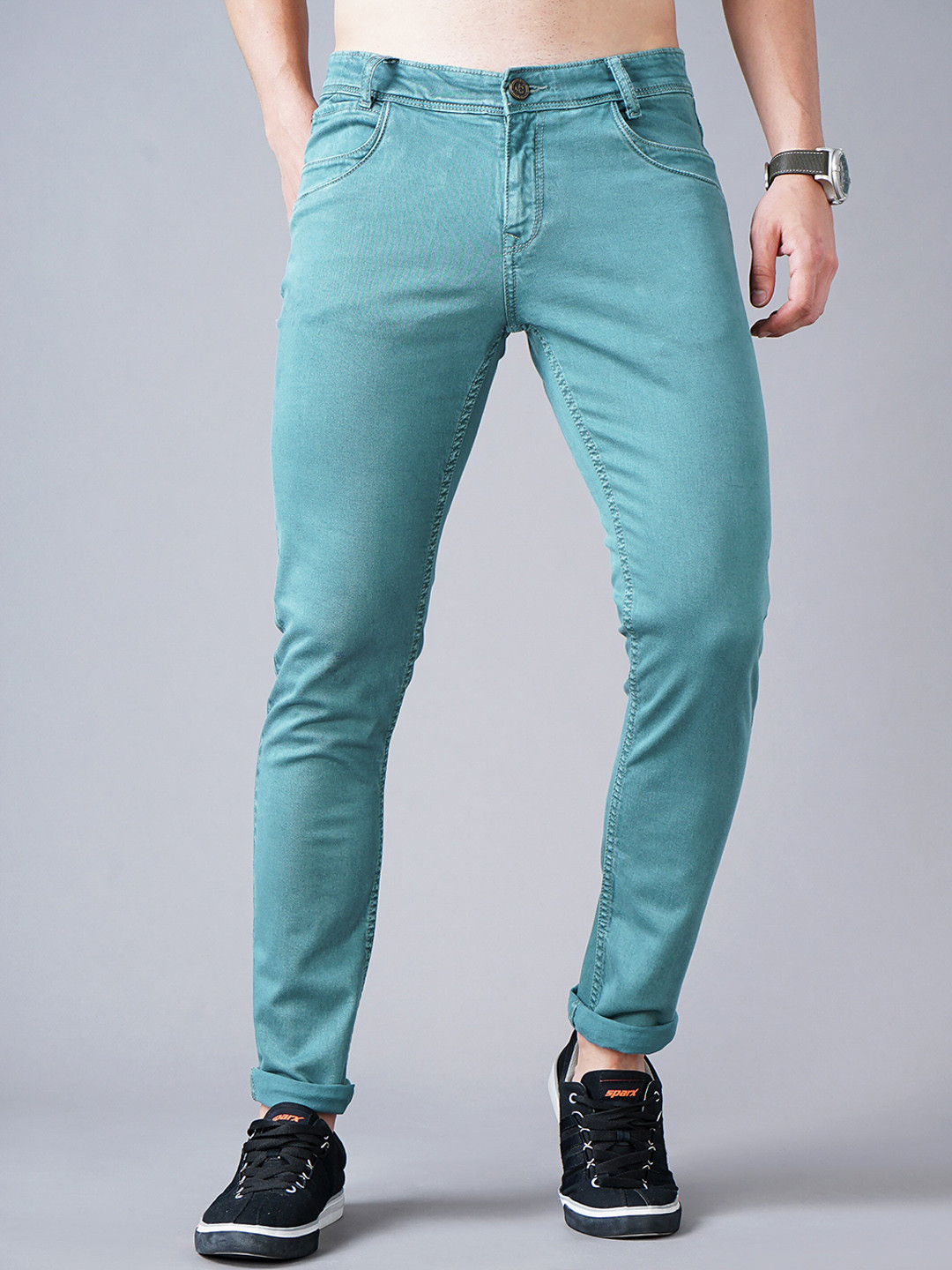 

Jean Cafe Men Sea Green Jean Slim Fit Jeans
