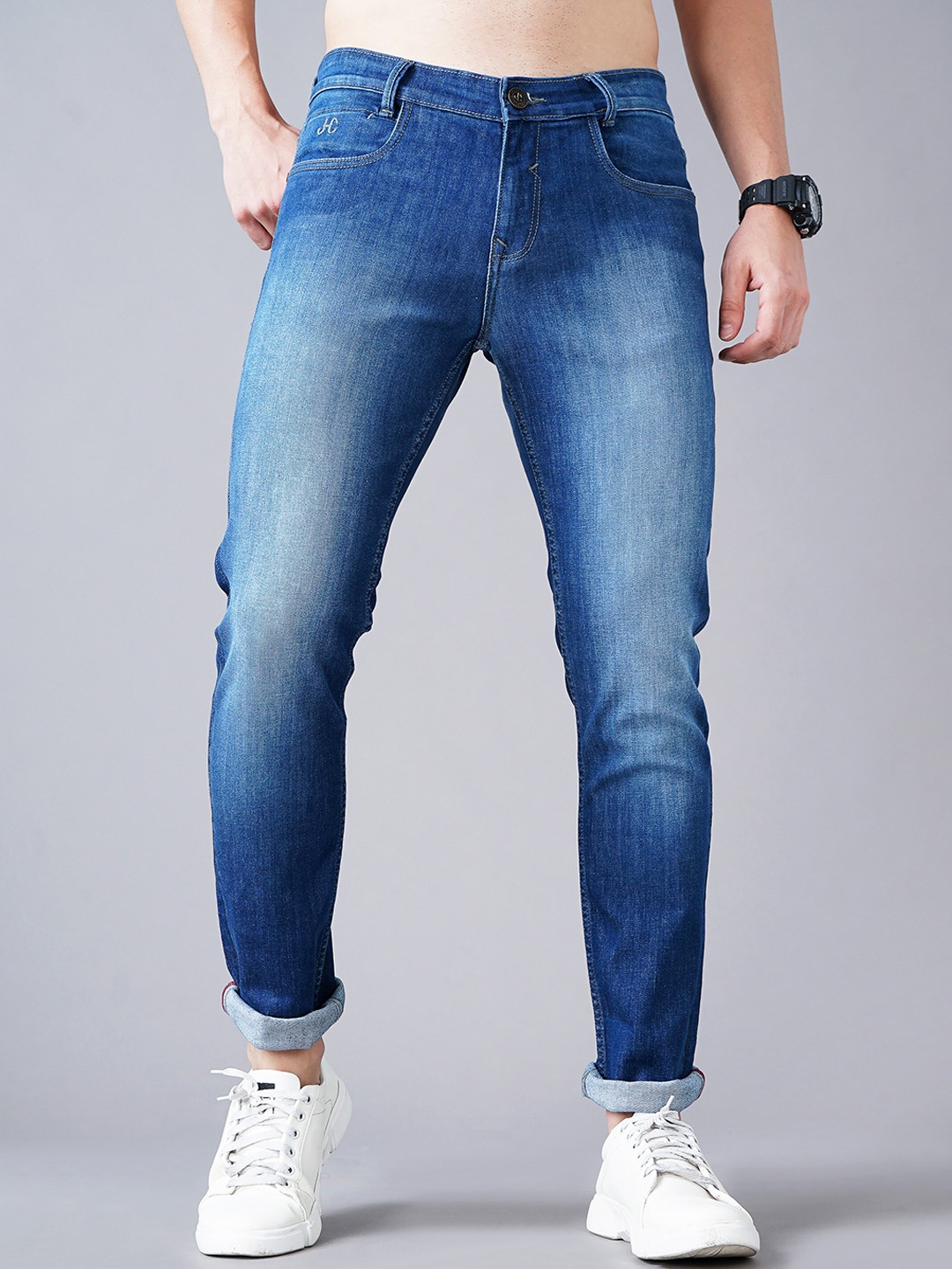 

Jean Cafe Men Blue Jean Slim Fit Heavy Fade Jeans