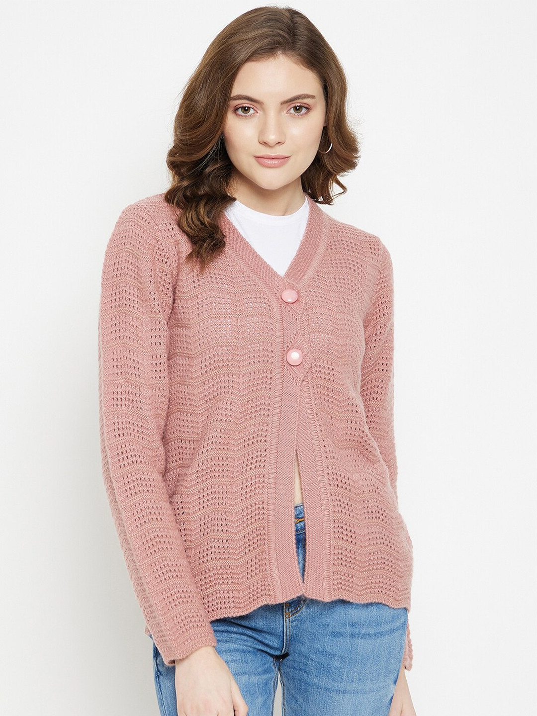 

Madame Women Peach-Coloured Cardigan