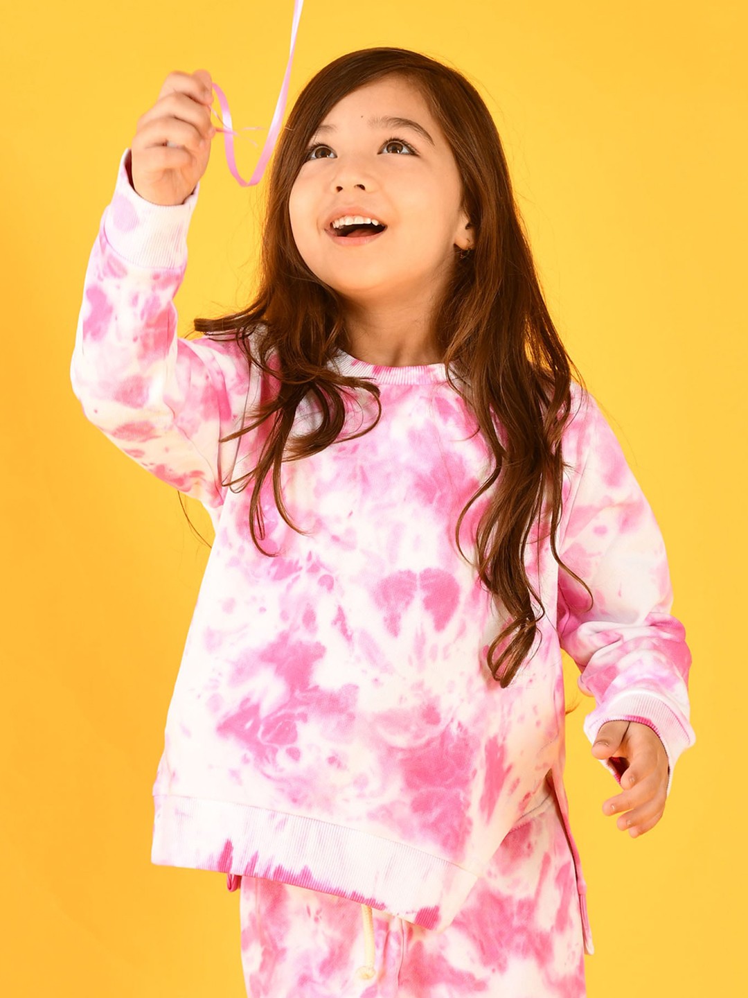 

Anthrilo Girls Tie & Dye Terry Sweatshirt with Joggers, Pink