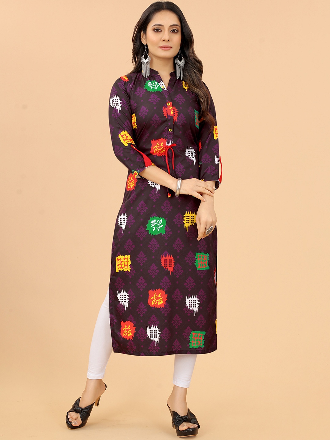 

ASPORA Women Purple Printed Crepe Kurta