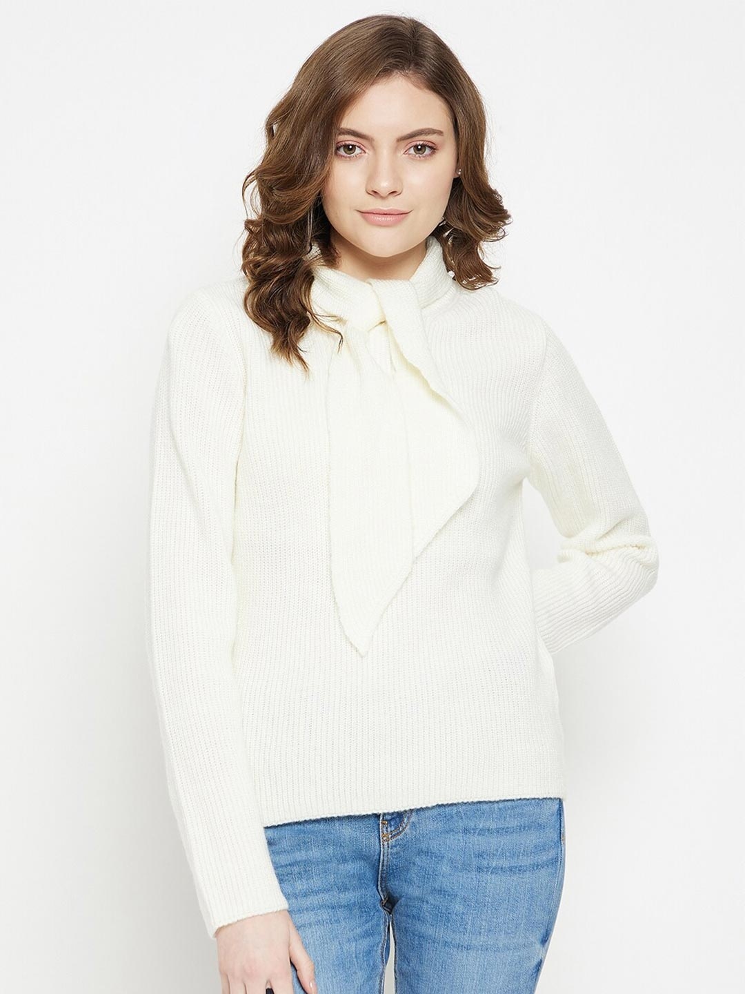 

Madame Women Off White Pullover Sweater