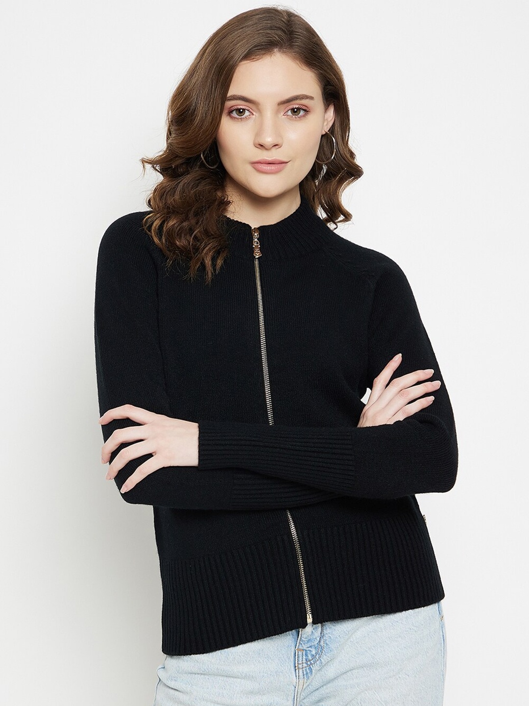 

Madame Women Black Acrylic Cardigan