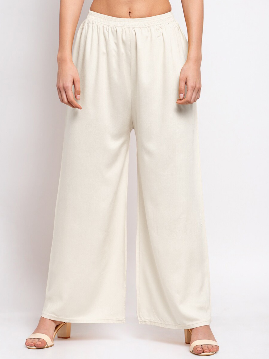 

KLOTTHE Women Off White Solid Palazzos
