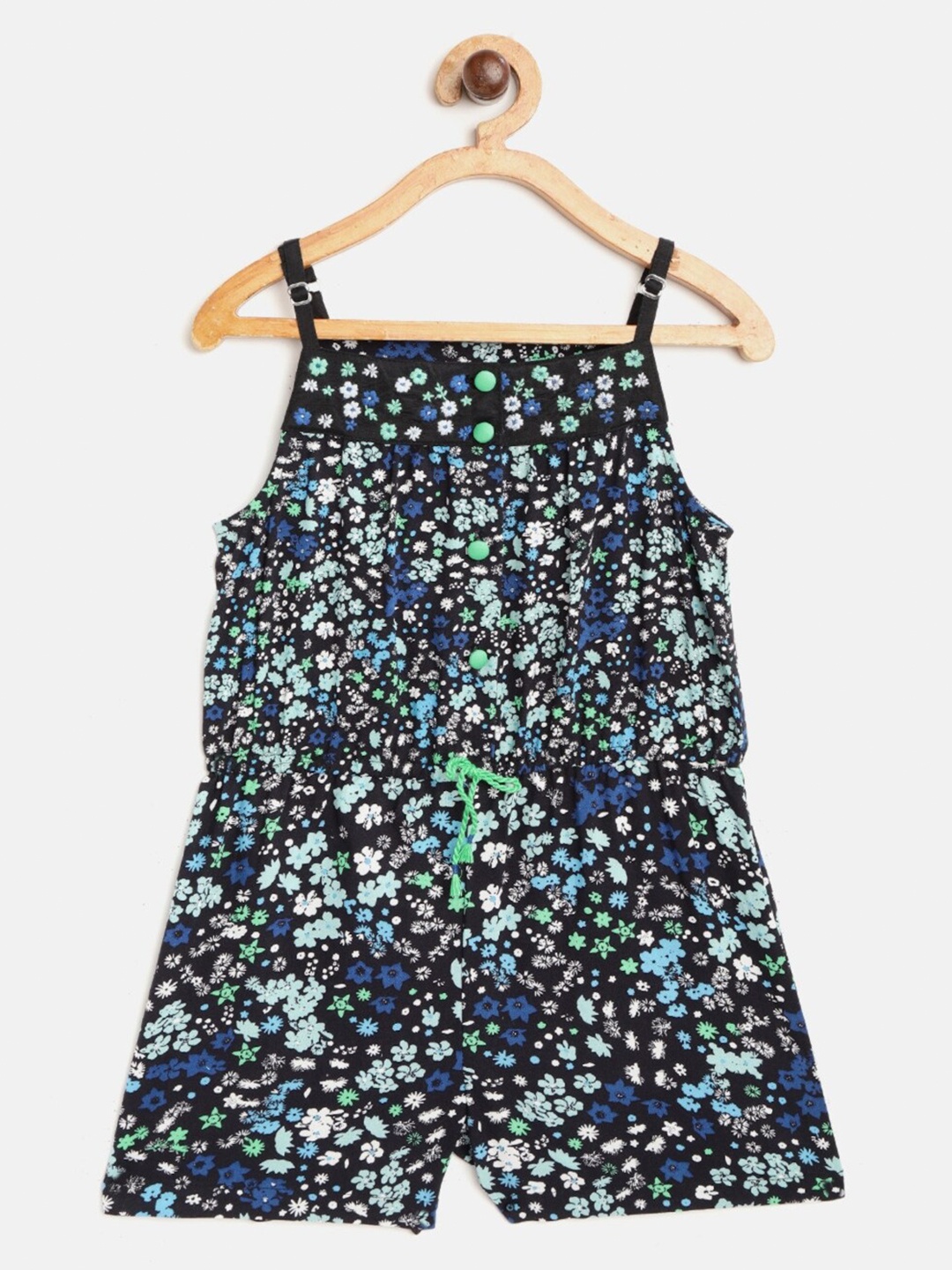

Nauti Nati Girls Black & Blue Printed Jumpsuit