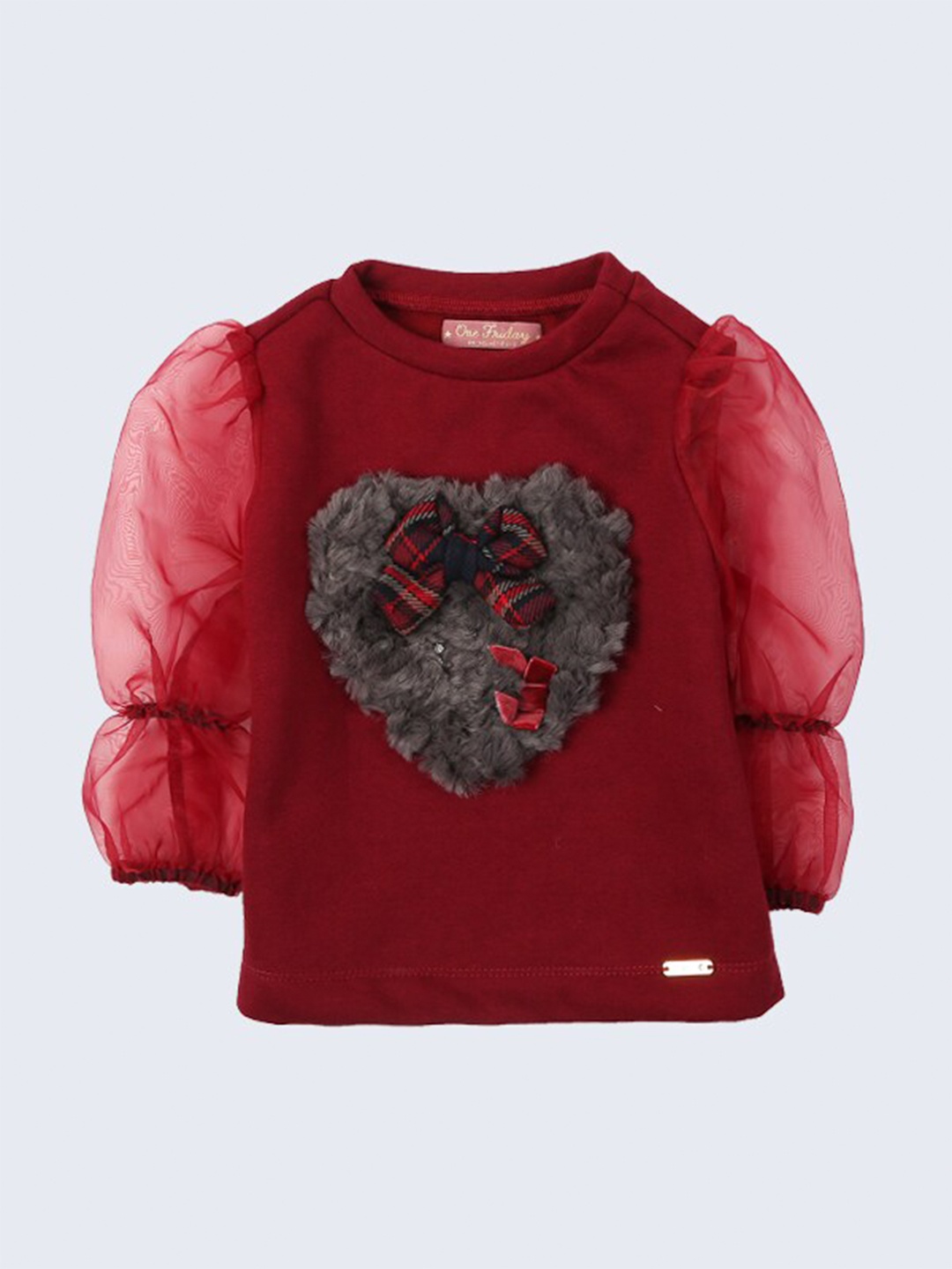 

One Friday Burgundy Embellished Print Top