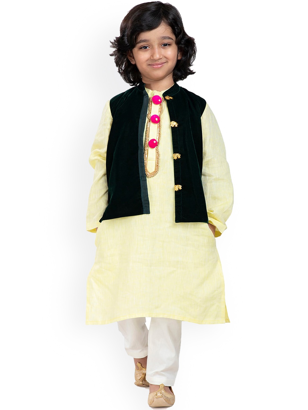 

BYB PREMIUM Boys Green Linen Kurta with Pyjamas